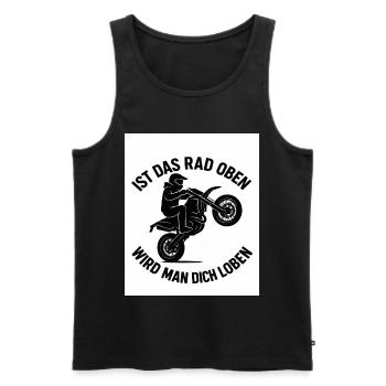 Supermoto Wheelie – Ist das Rad oben  - Männer Premium Bio Tank Top - Schwarz - Vorne - Michal (187cm)