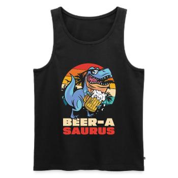 BeerA Saurus Dino mit Bierkrug - Männer Premium Bio Tank Top - Schwarz - Vorne - Michal (187cm)