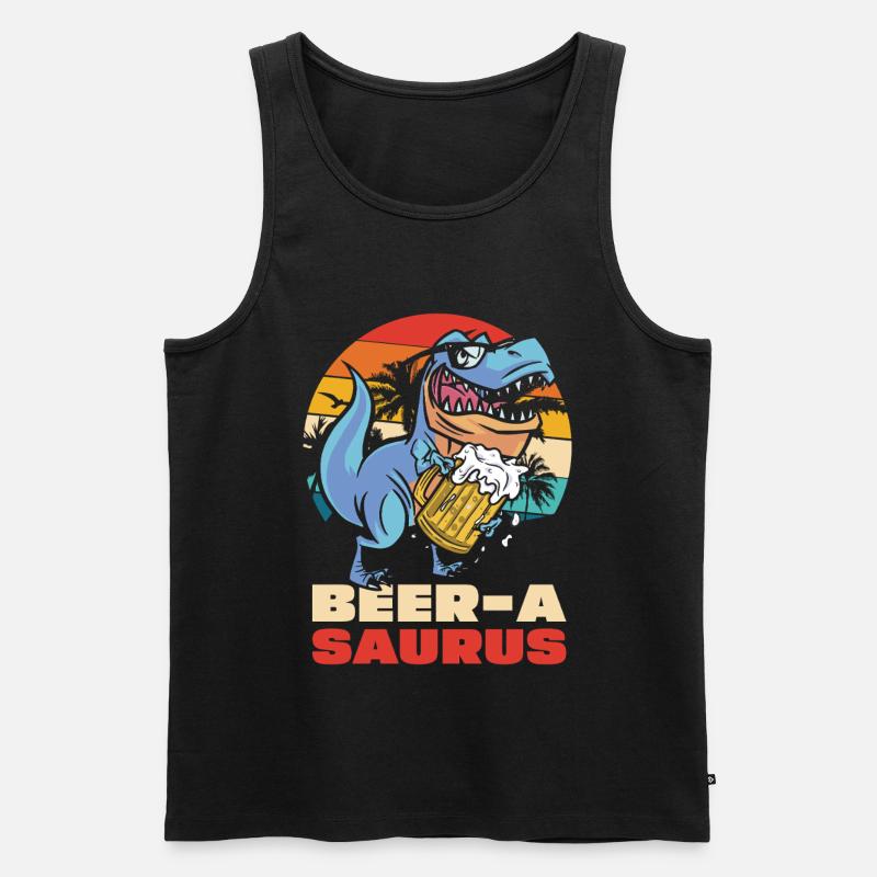 BeerA Saurus Dino mit Bierkrug - Männer Premium Bio Tank Top - Schwarz