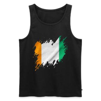 Ivory Coast flag in torn style - Men's Premium Organic Tank Top - black - Front - Michal (187cm)