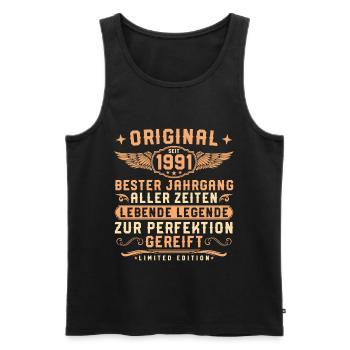1991 Jahrgang Lebende Legende 35. Geburtstag - Männer Premium Bio Tank Top - Schwarz - Vorne - Michal (187cm)