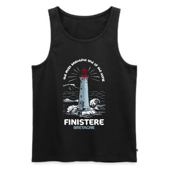Finistère Beauté de la région BZH Bretagne - Débardeur bio Premium Homme - noir - Devant - AI Model Male 178 light (178cm)