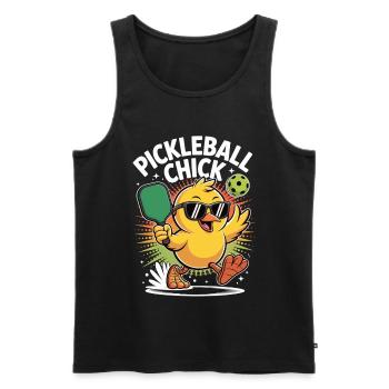 Pickleball Shirt with Chicks – Sport & Fun - Men's Premium Organic Tank Top - black - Front - Michal (187cm)