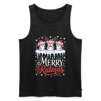 T-shirt de Noël Merry Ratmas avec des rats - Débardeur bio Premium Homme - noir - Devant - Michal (187cm)