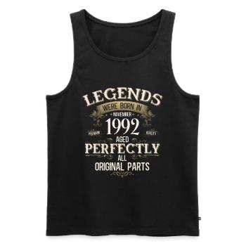 33ème Anniversaire Légende Novembre Millésime 1992 - Débardeur bio Premium Homme - noir - Devant - Michal (187cm)