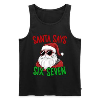 Drôle Père Noël dit six sept Noël humour Noël - Débardeur bio Premium Homme - noir - Devant - AI Model Male 178 light (178cm)