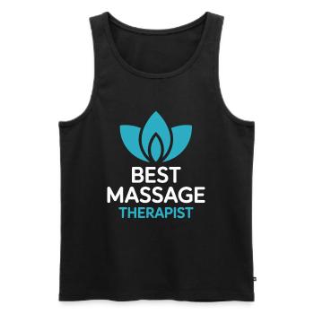 Bester Massagetherapeut Lotus Motiv - Männer Premium Bio Tank Top - Schwarz - Vorne - Michal (187cm)