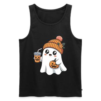 Geist Kürbis Gewürz Latte Halloween Spaß - Männer Premium Bio Tank Top - Schwarz - Vorne - AI Model Male 178 light (178cm)