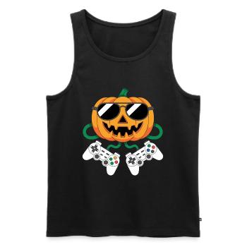 Gamer Pumpkin Halloween pour les gamers - Débardeur bio Premium Homme - noir - Devant - AI Model Male 178 light (178cm)