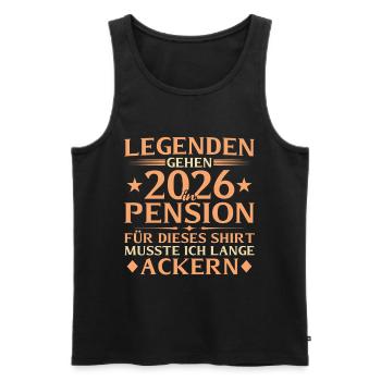Pensioner 2026 - Lange Ackern Farewell Pension - Men's Premium Organic Tank Top - black - Front - AI Model Male 178 light (178cm)