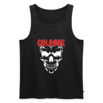 Kölner Schädel mit roter COLOGNE Schrift - Männer Premium Bio Tank Top - Schwarz - Vorne - AI Model Male 178 light (178cm)