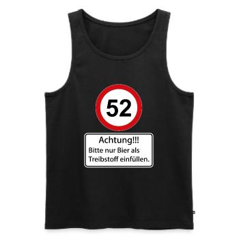 52 Attention : ne remplissez que de la bière comme carburant - Débardeur bio Premium Homme - noir - Devant - Michal (187cm)