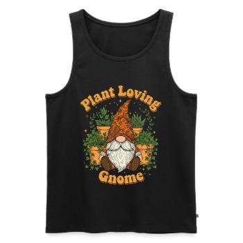 Plant Loving Gnome - Crowing Wichtel  - Männer Premium Bio Tank Top - Schwarz - Vorne - AI Model Male 178 light (178cm)