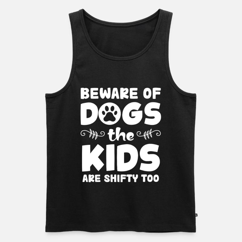 Warnung Hunde Kinder sind frech - Männer Premium Bio Tank Top - Schwarz