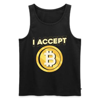 J’accepte le Bitcoin - Débardeur bio Premium Homme - noir - Devant - AI Model Male 178 light (178cm)