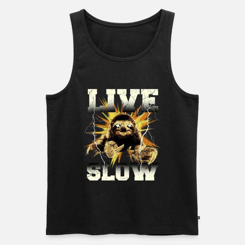 Lebe Langsam Faultier Grafik - Männer Premium Bio Tank Top - Schwarz
