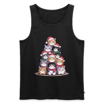 Cats Christmas Tree – Funny Xmas Cat - Men's Premium Organic Tank Top - black - Front - AI Model Male 178 light (178cm)