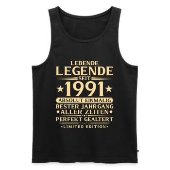 1991 Year of Construction Legend 35th Birthday Gift - Men's Premium Organic Tank Top - black - Front - Michal (187cm)