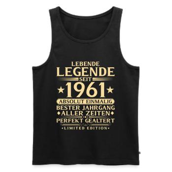 1961 Année de la Construction Légende 65ème Cadeau d’Anniversaire - Débardeur bio Premium Homme - noir - Devant - Michal (187cm)