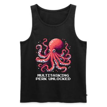 Multitasking Ability Unlocked | Octopus - Men's Premium Organic Tank Top - black - Front - AI Model Male 178 light (178cm)