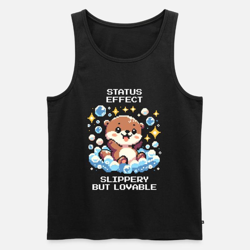 Statuseffekt: glitschig, aber liebenswert | Otter - Männer Premium Bio Tank Top - Schwarz