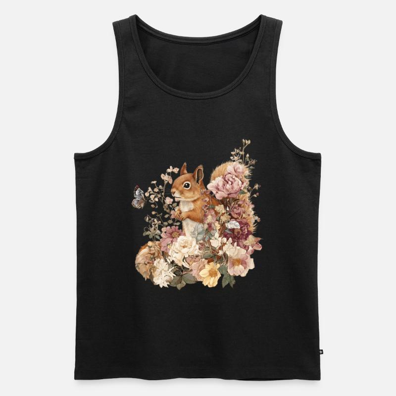 Eichhörnchen, Tier, Blumen, Schmetterlinge - Männer Premium Bio Tank Top - Schwarz
