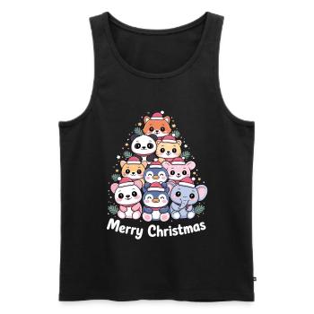 Sapin de Noël animal – Animaux de Noël mignons - Débardeur bio Premium Homme - noir - Devant - AI Model Male 178 light (178cm)
