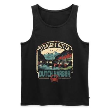 Alaska Königskrabben Straight Outta Dutch Harbor - Männer Premium Bio Tank Top - Schwarz - Vorne - AI Model Male 178 light (178cm)