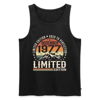 December 1977 - Men's Premium Organic Tank Top - black - Front - Michal (187cm)