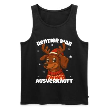 Reindeer was sold out – Funny dachshund - Men's Premium Organic Tank Top - black - Front - Michal (187cm)