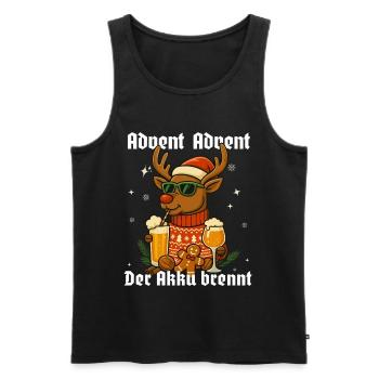 Advent Advent – The battery burns Reindeer - Men's Premium Organic Tank Top - black - Front - AI Model Male 178 light (178cm)