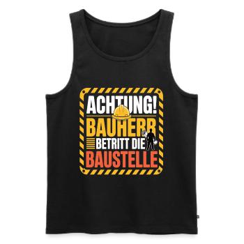 Achtung Bauherr betritt die Baustelle - Männer Premium Bio Tank Top - Schwarz - Vorne - Michal (187cm)
