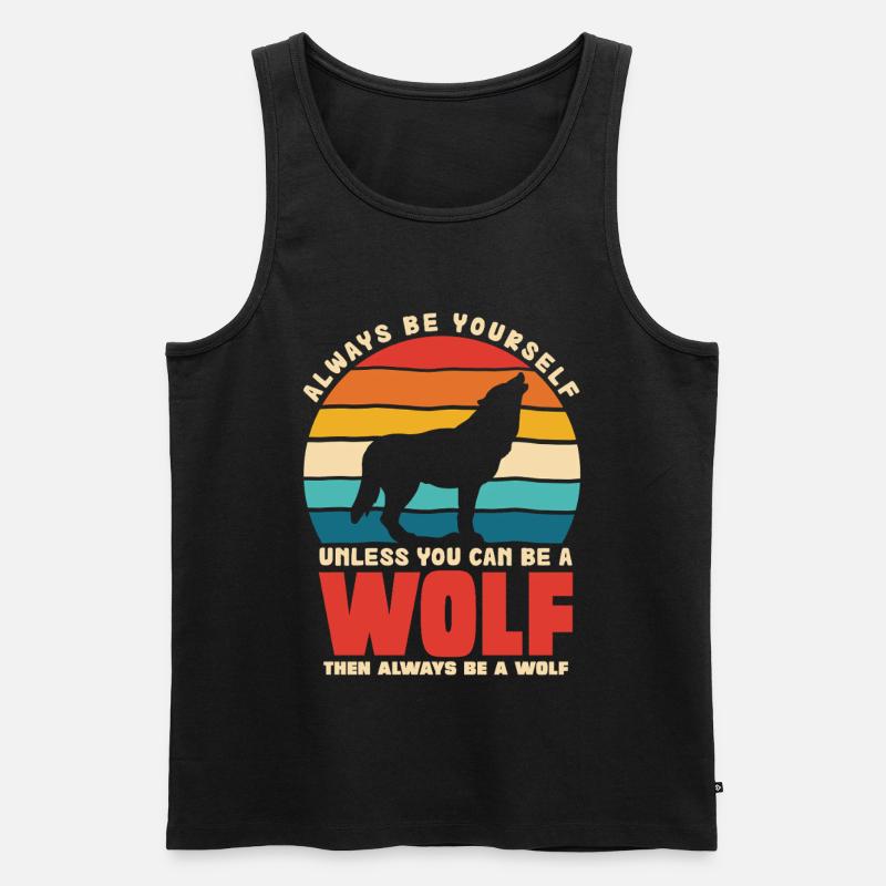 Wolfsruf: Sei Immer Du Selbst - Männer Premium Bio Tank Top - Schwarz