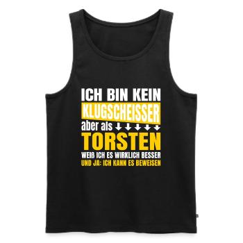 Je ne suis pas un petit malin Torsten - Débardeur bio Premium Homme - noir - Devant - Michal (187cm)