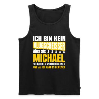 Je ne suis pas un petit malin Michael - Débardeur bio Premium Homme - noir - Devant - Michal (187cm)