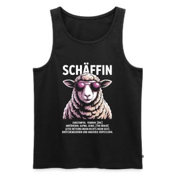 Schäffin Chefin Lustiges Schaf-Motiv - Männer Premium Bio Tank Top - Schwarz - Vorne - Michal (187cm)