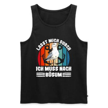 Nordsee LASST MICH DURCH MUSS NACH BÜSUM Lustig - Männer Premium Bio Tank Top - Schwarz - Vorne - Michal (187cm)