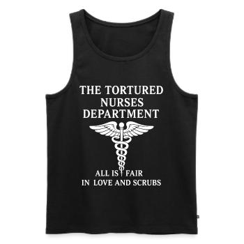 Die gequälte Pflege-WG - Liebe und Kittel - Männer Premium Bio Tank Top - Schwarz - Vorne - AI Model Male 178 light (178cm)