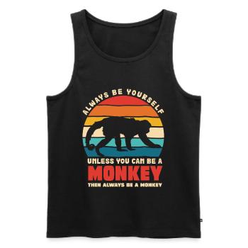 Be Yourself Monkey Retro Motif - Men's Premium Organic Tank Top - black - Front - Michal (187cm)