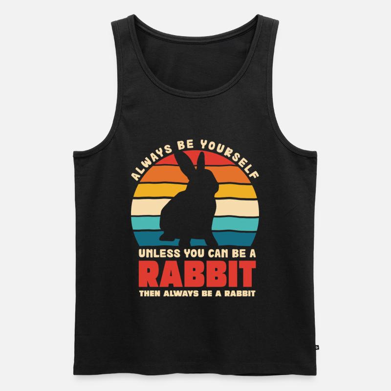 Retro Hasen Spruch Sei Du Selbst - Männer Premium Bio Tank Top - Schwarz