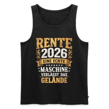 Retraite 2026 La machine quitte le site Vintage - Débardeur bio Premium Homme - noir - Devant - Michal (187cm)