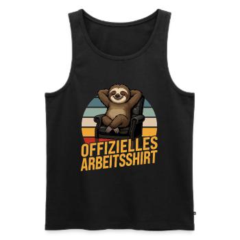 Offizielles Arbeitsshirt Faultier Faul Faulenzen - Männer Premium Bio Tank Top - Schwarz - Vorne - Michal (187cm)