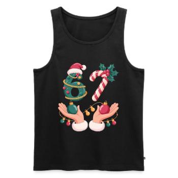 6 7 Weihnachts Shirt für Festtage mit Zuckerstange - Männer Premium Bio Tank Top - Schwarz - Vorne - AI Model Male 178 light (178cm)