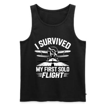 Premier vol Vol en avion - Débardeur bio Premium Homme - noir - Devant - Michal (187cm)