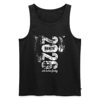 Rente 2026 - J’ai terminé - retraite des retraités - Débardeur bio Premium Homme - noir - Devant - Michal (187cm)