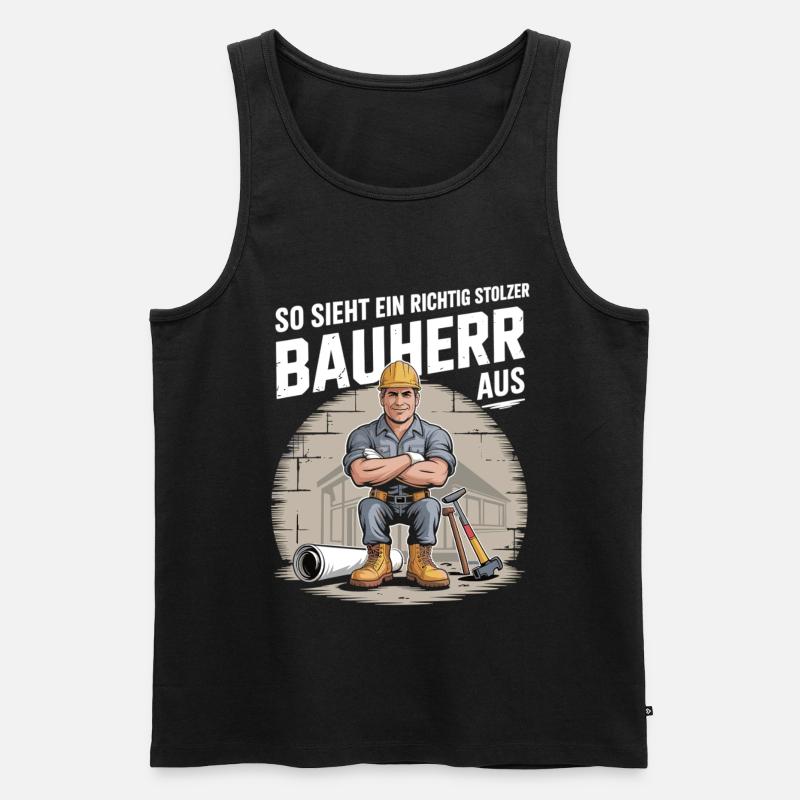 Proud builder with helmet & tools - Men's Premium Organic Tank Top - black
