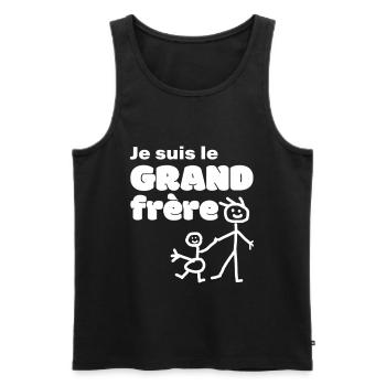 Je suis le Grand Frère Humour et Fierté Familiale - Débardeur bio Premium Homme - noir - Devant - Michal (187cm)