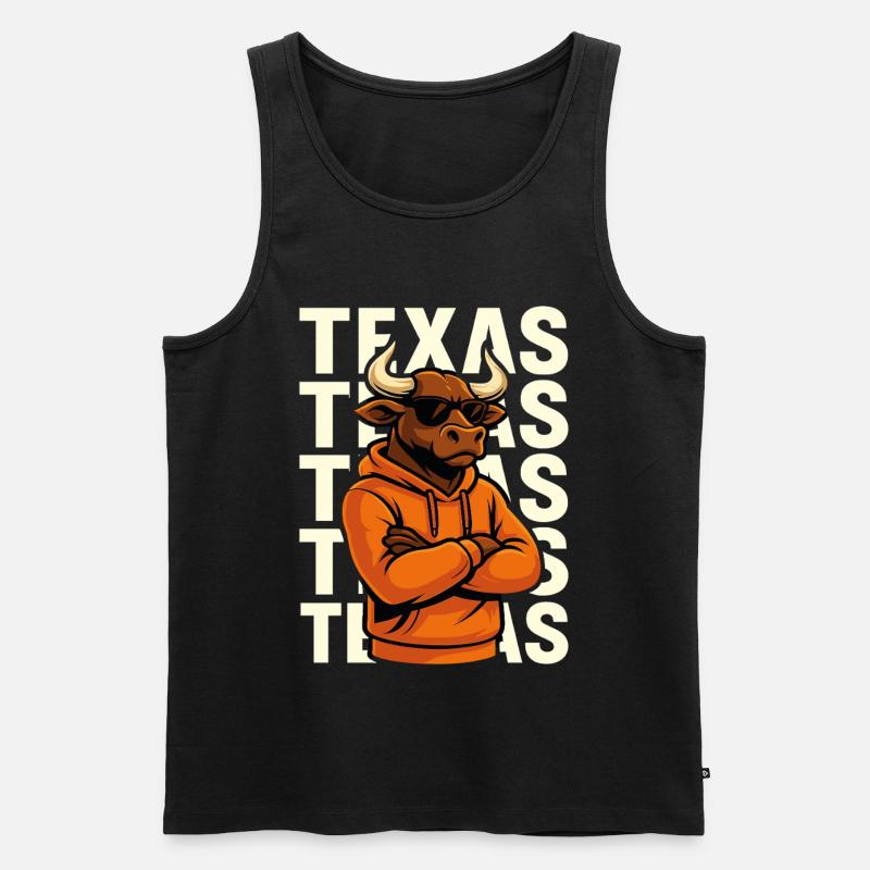 Cooler Stier Texas Stil - Männer Premium Bio Tank Top - Schwarz