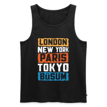Vacances à la mer du Nord LONDRES NEW YORK PARIS TOKYO - Débardeur bio Premium Homme - noir - Devant - AI Model Male 178 light (178cm)