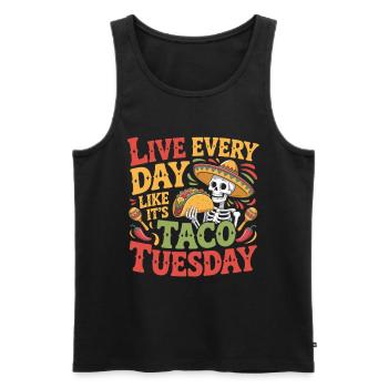 Taco Tuesday – Funny Food Shirt for Parties - Men's Premium Organic Tank Top - black - Front - AI Model Male 178 light (178cm)